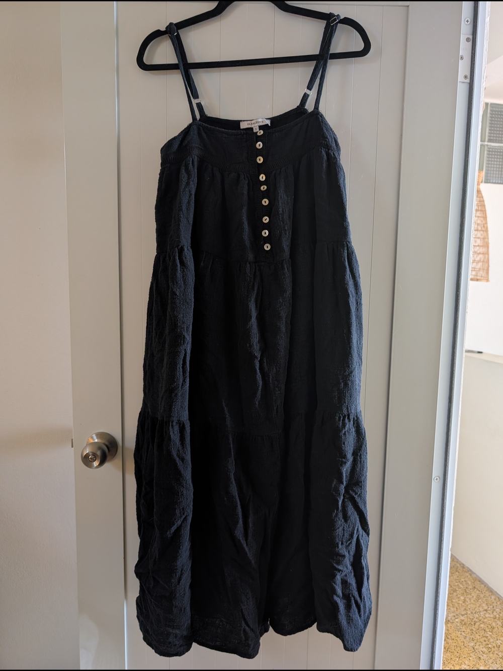 Flow Black Tiered Button-Front Sundress